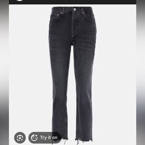 AGOLDE Women's Black High-Rise Button-Fly straight leg Jeans 26